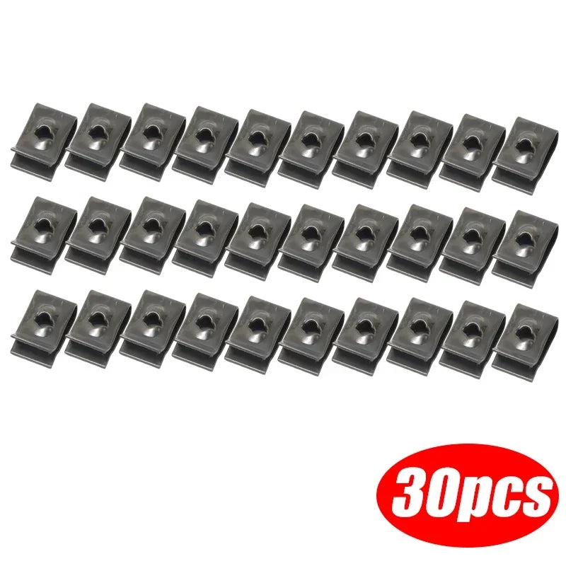 Car Metal Screw Fastener Clips U-Type Clip Anti-rust Iron Sheet Car Motorcycles Screw Buckle Bumper Protection Fastener Clips
