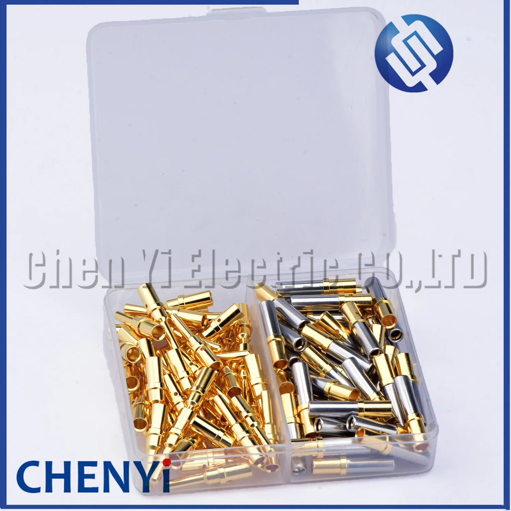 50 Pcs Female male Stainless Steel Gold Plate Terminal Pin 14–12 AWG Wire Size 0460-220-123 0462-210-1231 For Deutsch DTP