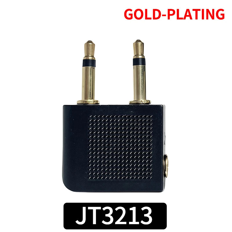 Professional Aviation Audio Adapter, Dual 3.5mm Mono Male Plugs to 3.5mm Stereo Female Jack Converter for Headphones & Audio