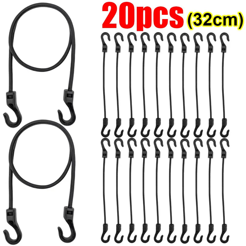 Heavy Duty Bungee Cords with Hooks Elastic Tie Down Straps for Car Roof Rack Motorcycle Luggage Cargo Net Camping Tent Rope