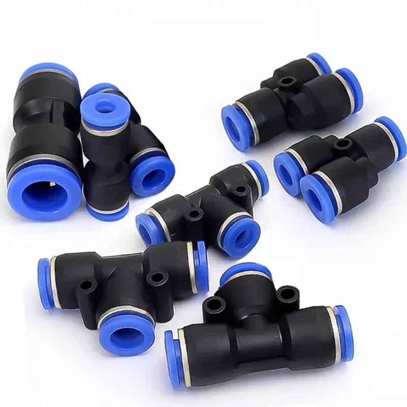 50/200 PCS PE Pneumatic Fittings 4/6/8/10/12/14/16mm Quick Connect Slip Lock Tee, 3-Way Plastic Air Water Hose Tube Connector