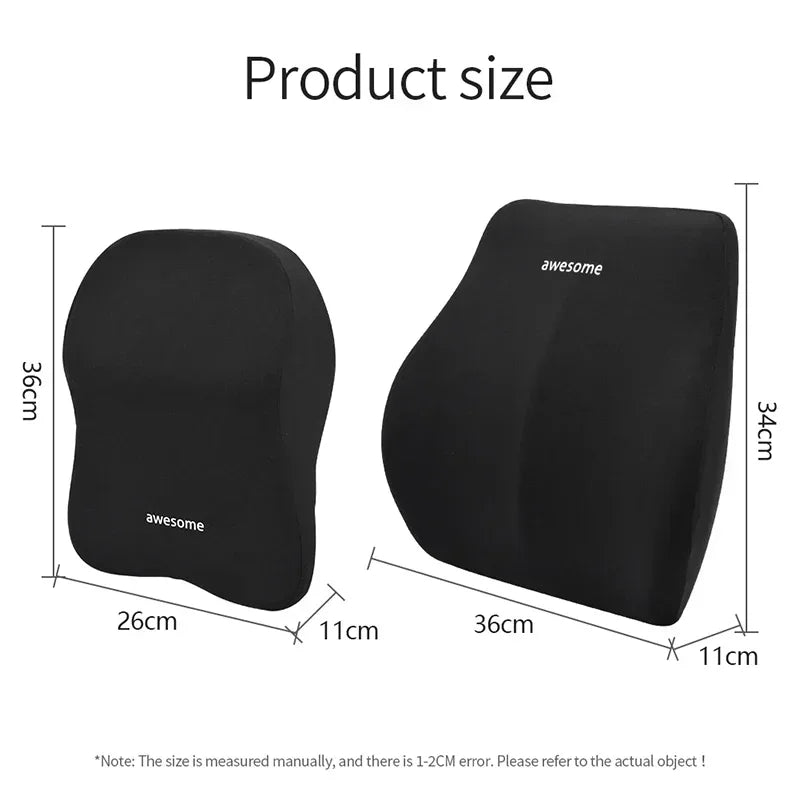 Car Lumbar Back Support Memory Foam Headrest Neck Lumbar Pillow Universal Soft Neck Pillows Seat Cushion Car Interior Accessorie