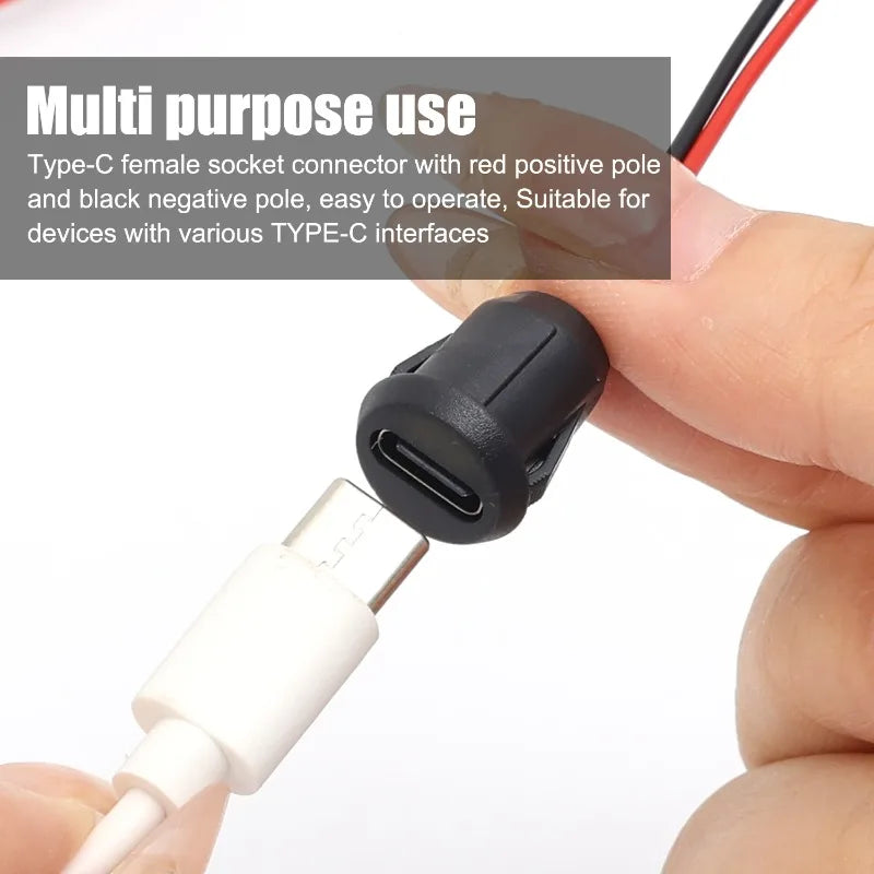 1-20pcs USB Connector Type-C Waterproof with Female Socket 2Pin Fast Charging Jack Charging Port USB-C Charger Plug Socket Tools