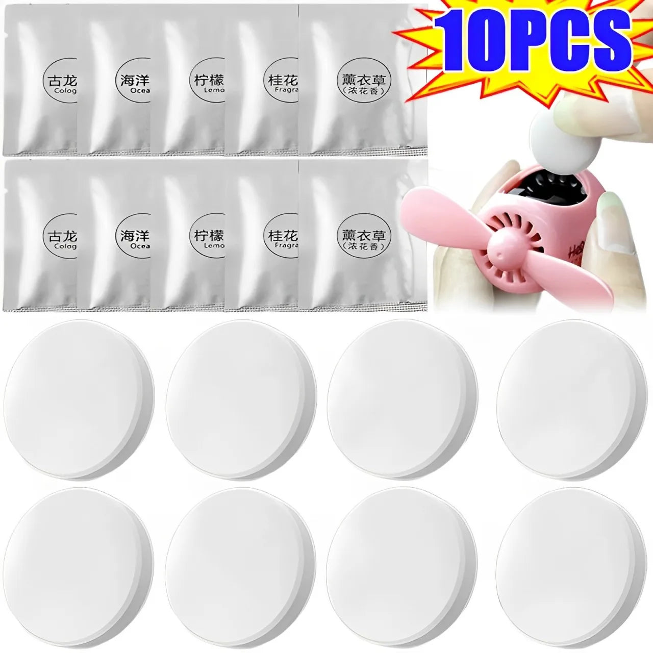 Car Air Freshener Replacement Tablet Flavor Supplement Solid Fragrance Scent Pads Perfume Refill for Air Vent Diffuser Purifier