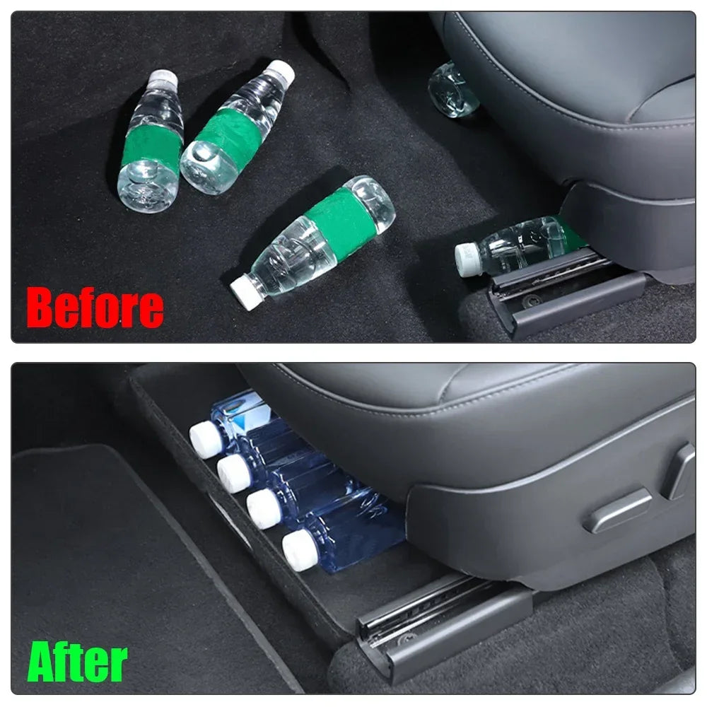 Spacious for Tesla Model Y Custom-Fit Storage Box Large Capacity Concealed Organizer with Premium Felt Sliding Drawer New Amagi