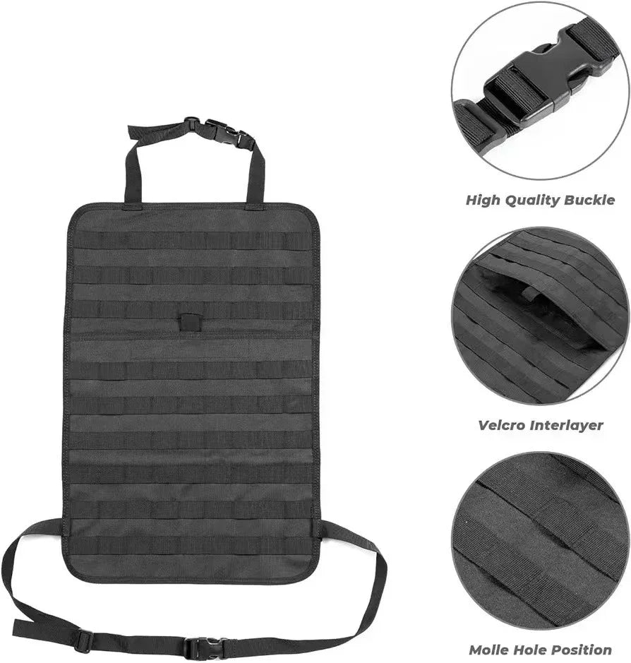 6pcs/set Universal Car Backrest Wall Hang Seat Back Storage Bag Organize Molle Panel with 5 Detachable Pouch,Outdoor Campe Hike