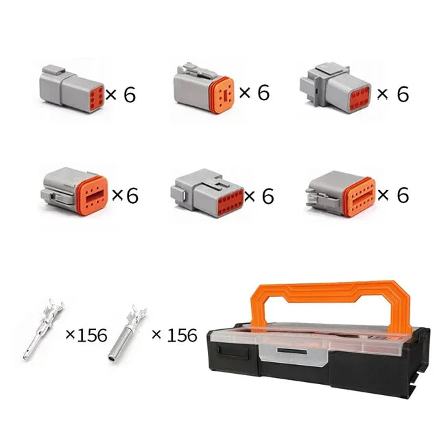 DT Series Deutsch Waterproof Connector Kit Repair Tool Portable Box Suit DT06-2/3/4/6/8/12S DT04-2/3/4/6/8/12P Terminal & Pliers