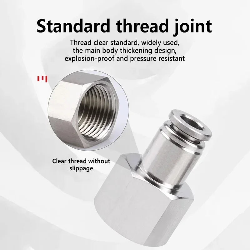 304 Stainless Steel Quick-Connect Air Hose Fittings - BSP 1/8",1/4",3/8",1/2 Pneumatic Pipe Connectors with Corrosion Resistance