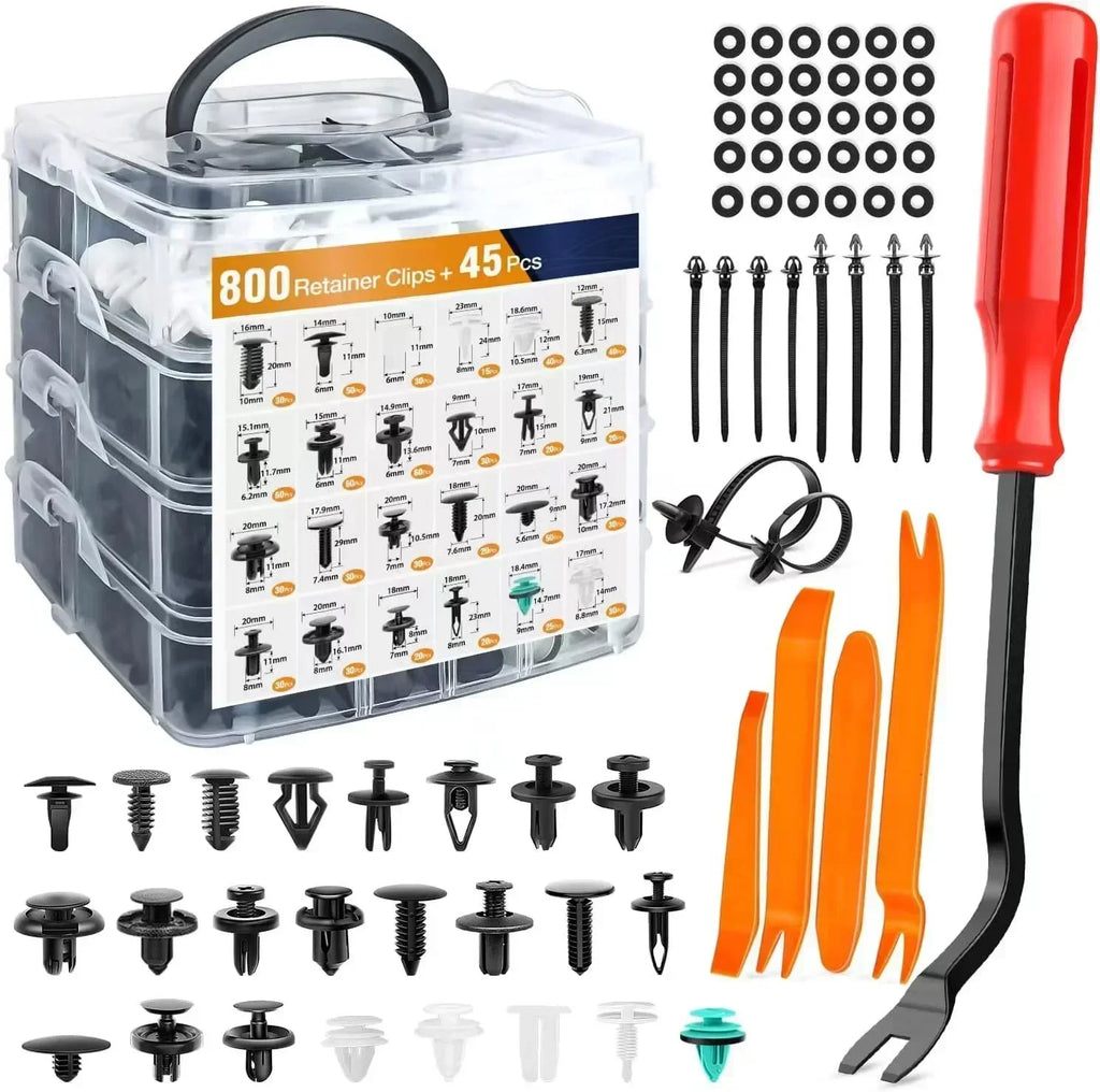 800pcs Car Plastic Retainer Clips Kit 680pcs Auto Fender Push Pin Rivet Door Trim Panel Car Fastener Clip Mixed Set Amagi