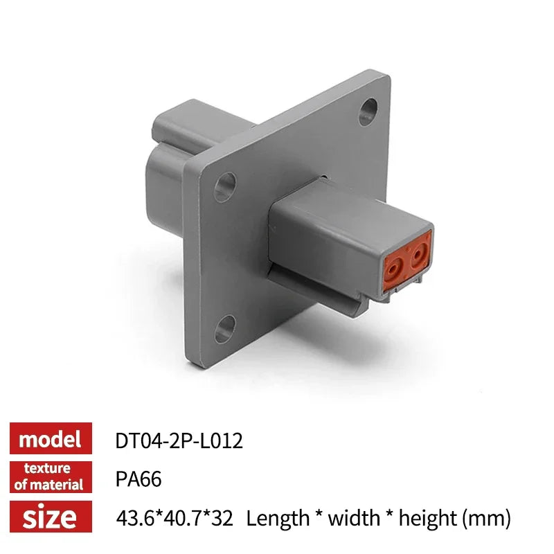 Deutsch DT Series IP68 Waterproof Connector with Fixed Flange Plug DT04-2P/12P for Auto/Truck/Bus Wiring 22-16AWG