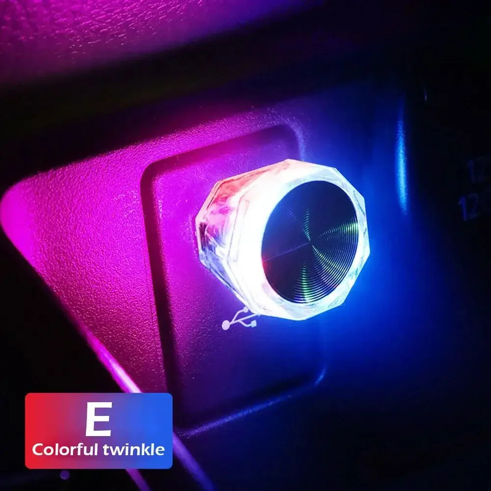 Car Cigarette Lighter USB Atmosphere Light LED Mini Colorful Night Light Wiring-Free Interior Lighting Supplies Accessories New