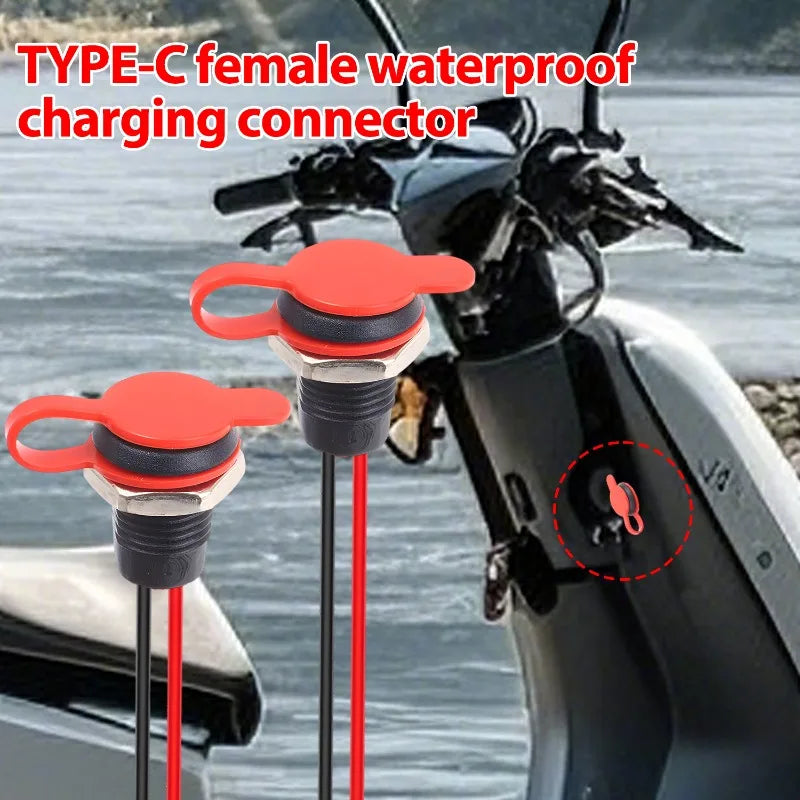 Type-C Female Chassis 2Pin Type-C Female Socket Connector Waterproof Jack Female Charging Port 3A USB-C Charger Plug Socket