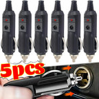Car Cigarette Lighter Plug Male Adapter 12V 24V Replacement Connector LED Fused for Auto Truck RV Boat Power Supply Cable Head