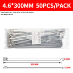 50PCS 304 Stainless Steel Zip Ties, Heavy-Duty Self-Locking Metal Cable Ties 4.6mm,Anti-Rust & Heat Resistant for Marine,Outdoor