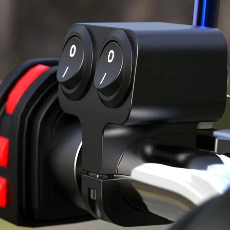 7/8" 22mm Aluminum Alloy 12V Motorcycle Handlebar Control Switch Dual Button Control Headlight Flasher Speaker Switch 2 Choice