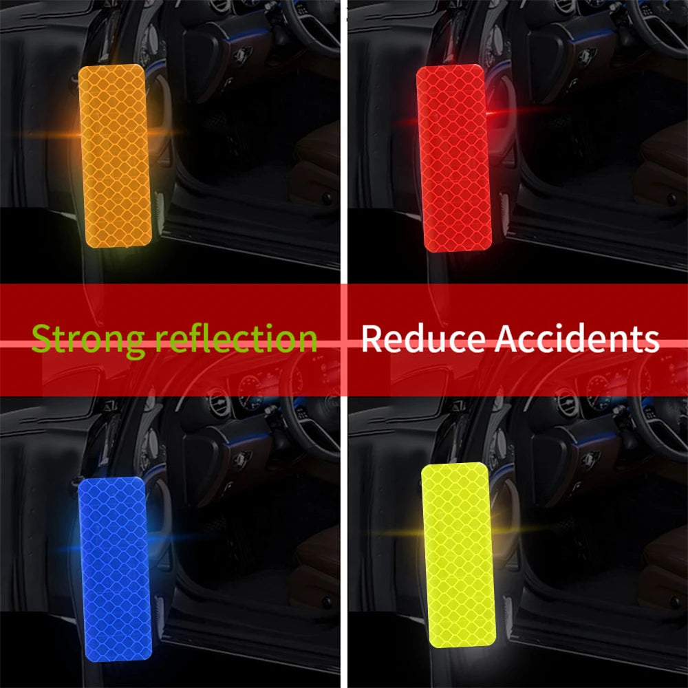 10pcs Car Bumper Reflective Safety Strip Sticker Warning Reflector Tape Auto Car Accessories Exterior Interior Reflector Sticker