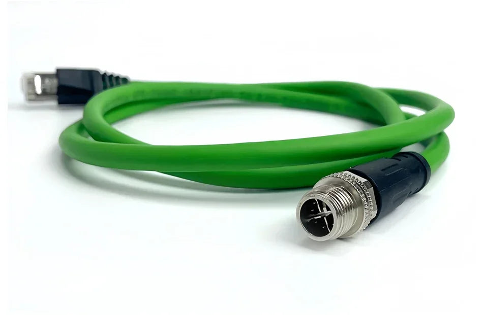 M12 X-Code 8Pin Male to RJ45 Gigabit Ethernet Cable 10Gbps IP67 Shielded - Industrial CAT6A Network Wire for Robotics & Harsh