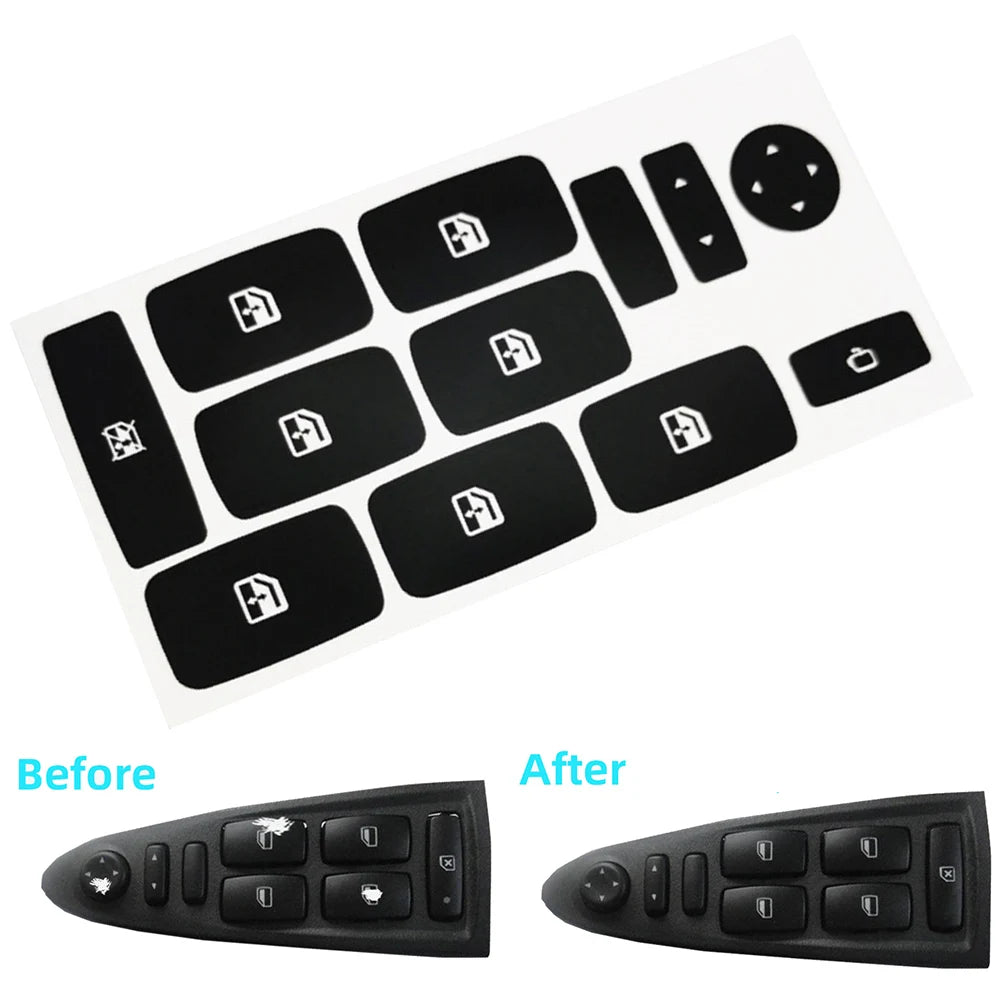 1pc For Fiat Croma Windows Button Stickers Decals Repair Worn Button Knob Switch Window Control Panel Black Car Stickers