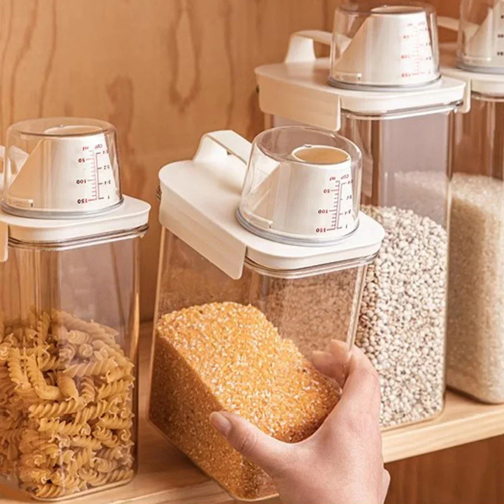 Household Rice Bucket, Insect Proof Sealed Storage Tank, Miscellaneous Grain Storage Box, Transparent Tape Measuring Cup Amagi