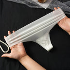 Transparent Thong Panties Women Ultra-thin Sense Sexy Female Seamless Low-waist Solid Color G-string Quick Drying Underwear amag