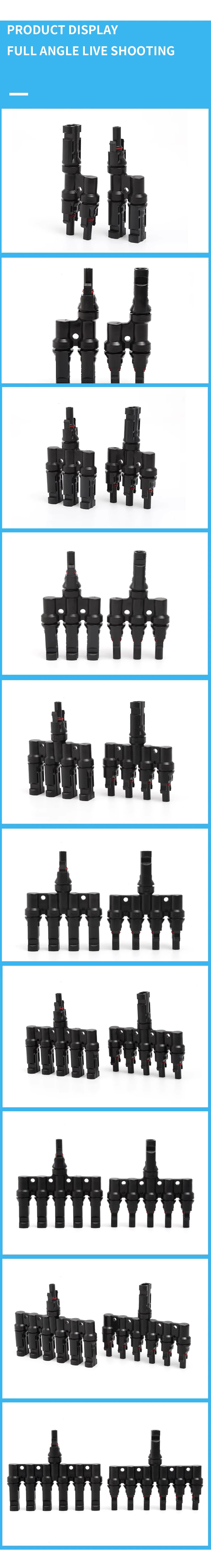 1/5/20/100 Sets PV T Branch Photovoltaic Solar Connector 1000V 30A Male Female 1 To 2/3/4/5/6 PV Plug 2/3/4/5/6IN 1OUT Adapter