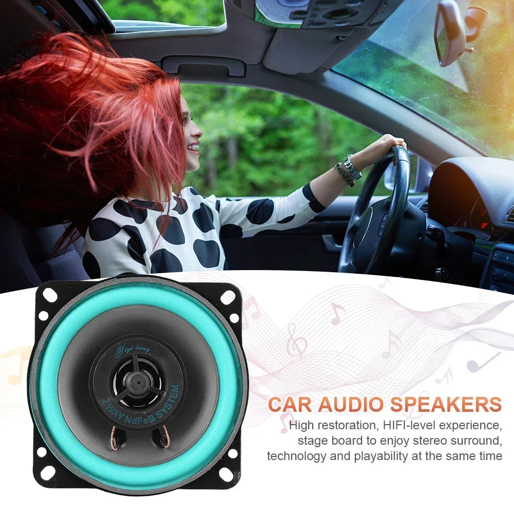 4-6.5 Inch 160W 2-Way Car HIFI Coaxial Speaker Door Audio Music Stereo Tweeter Mid-woofer Full Range Frequency green for Refit