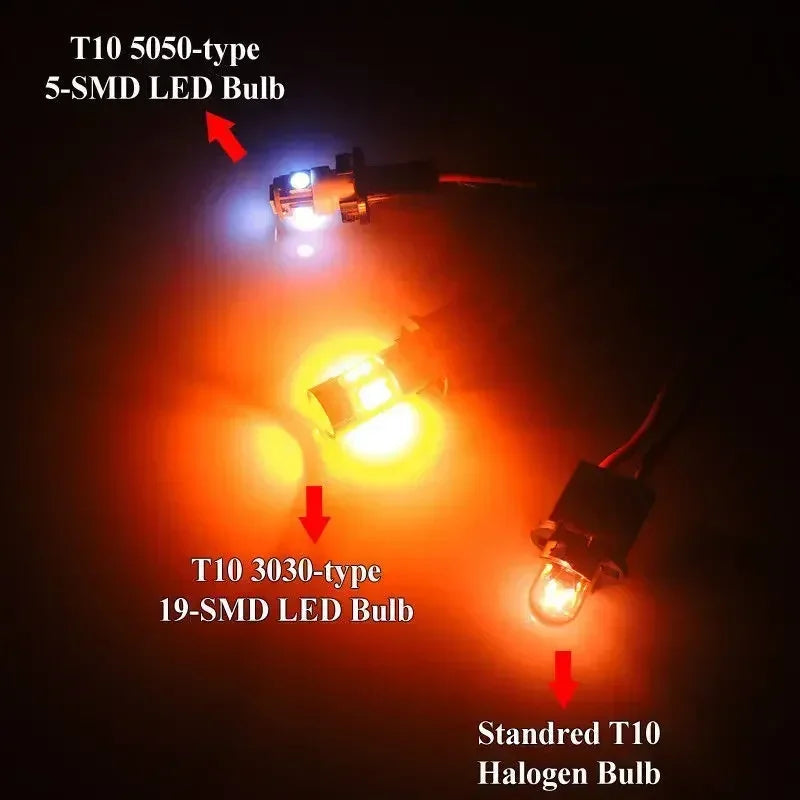 1 Pair Car T10 12V LED Signal Light Orange Amber Light Position Parking City Lights T10 168 194 2825 W5W 19SMD LED Bulb Amagi