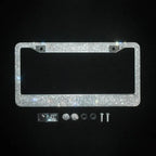 Car Glitter Crystal Sticker License Plate Frame Women's License Plate Frame Auto Parts 12.2*6.3in Three Colors Optional Amagi