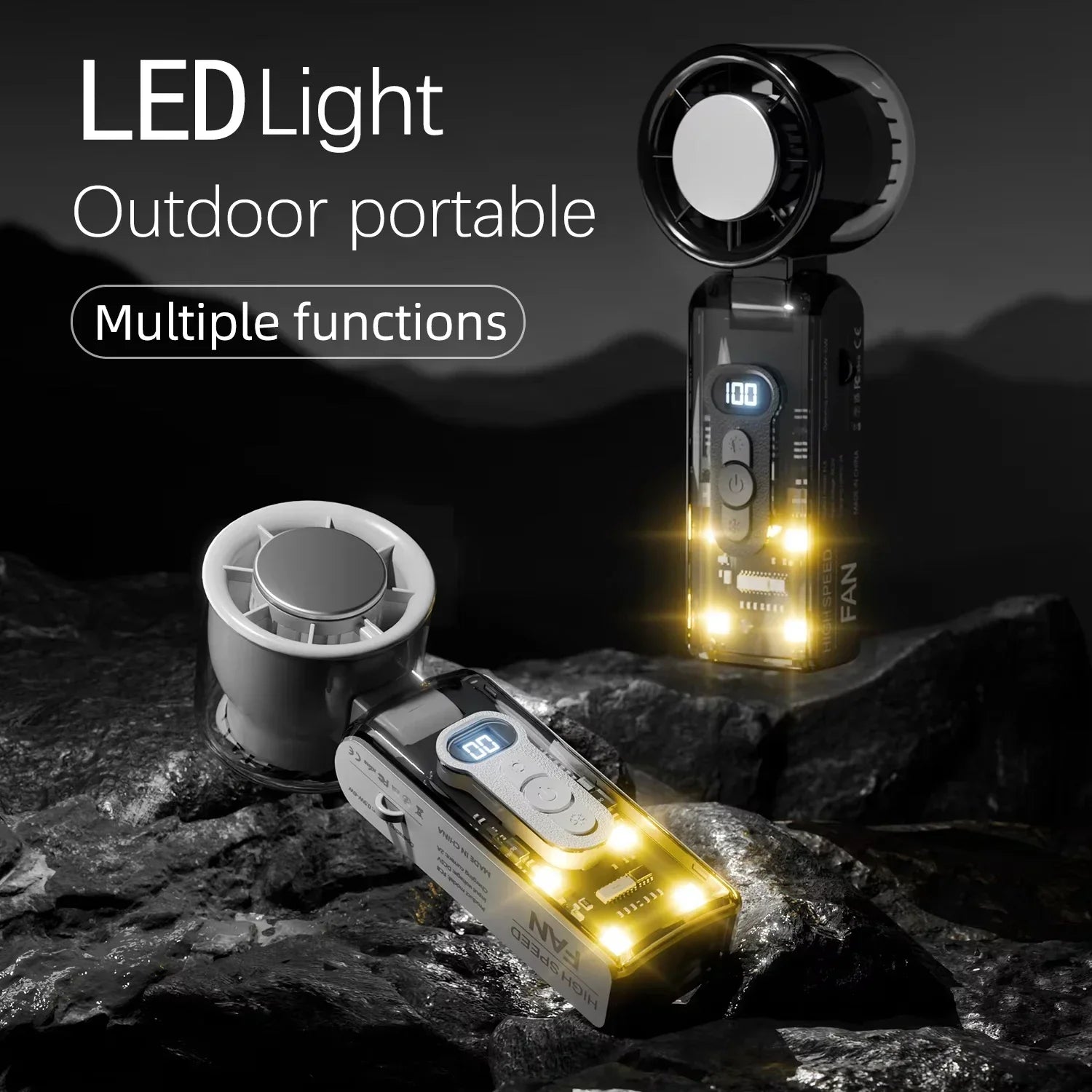 Car Portable Handheld Turbo Fan Rechargeable Mini Fans Ice Cooling LED Digital Display For Travel Office Outdoor Amagi