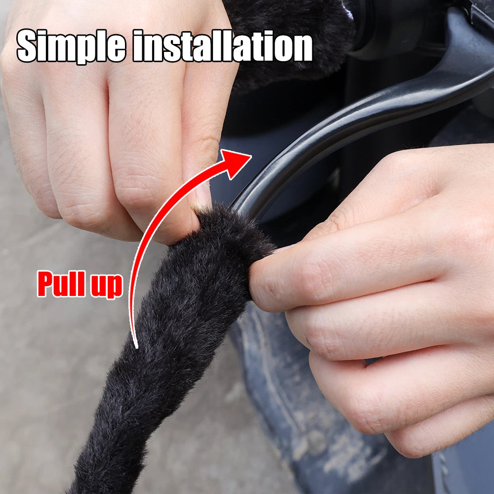 Simulated Plush Grip Glove Motorcycle Handle Cover for Winter Thick Warm Handle Gloves Covers Universal Scooters Hand Warmer