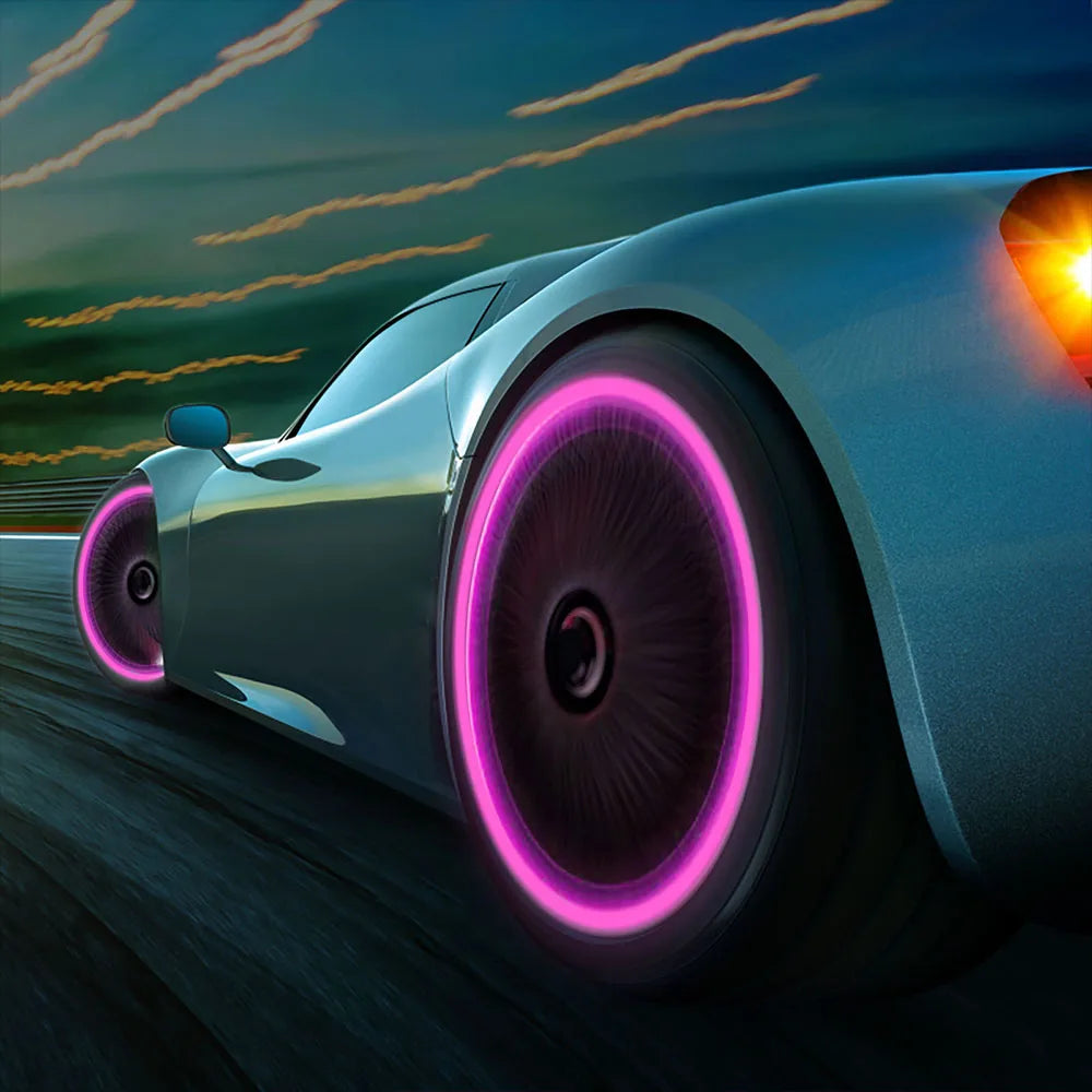 Luminous Valve Caps Car Tire Fluorescent Tyre Valve Stem Decor Luminous Cap Night Glowing Wheel Hub Nozzle Valve Caps