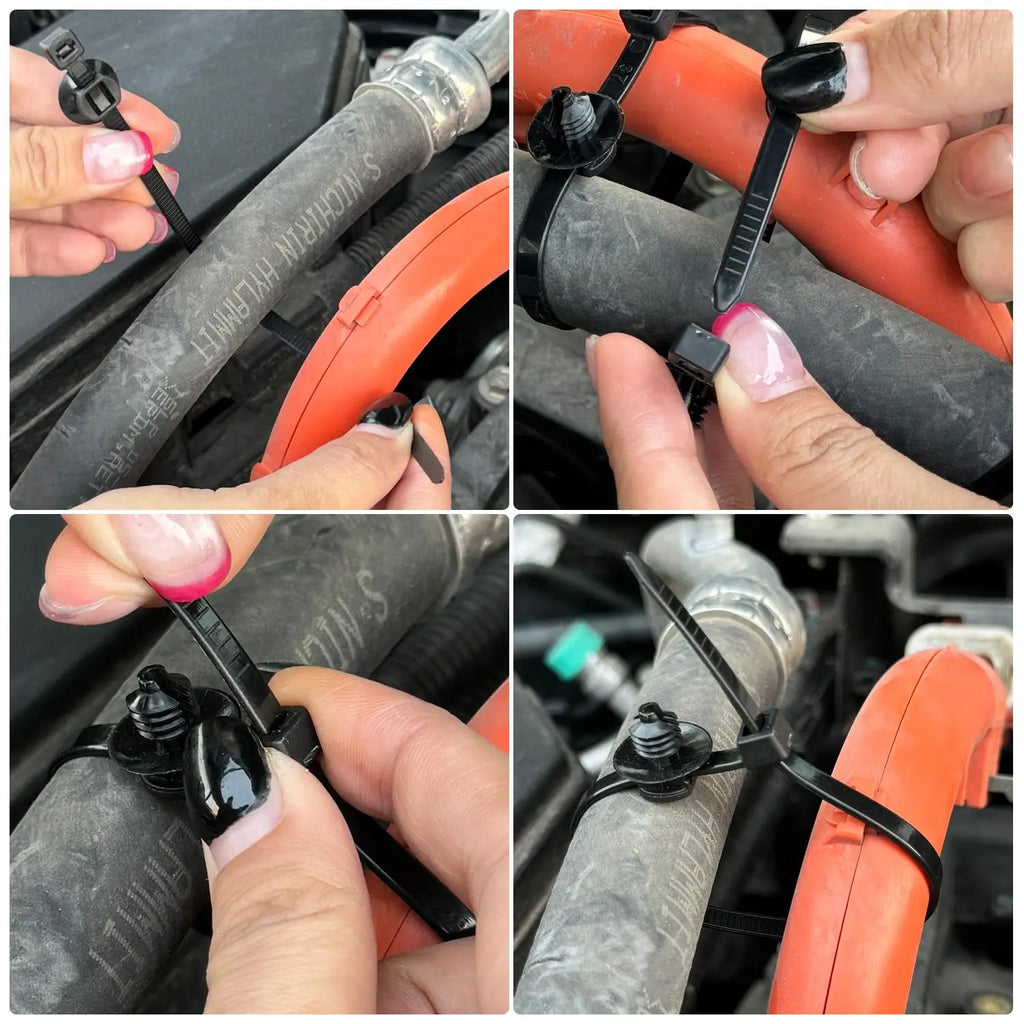 Universal Car Wiring Harness Fastener Clip Push Mount Cable Tie Nylon Zip Tie Auto Wire Loom Fixer Retainer Strap Set 15cm 20cm