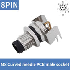 5/10 PCS M8 Straight/Curved Pin Aviation Plug Sensor PCB Bonding Plate Male and Female Socket Waterproof Connector 3/4/5/6/8P