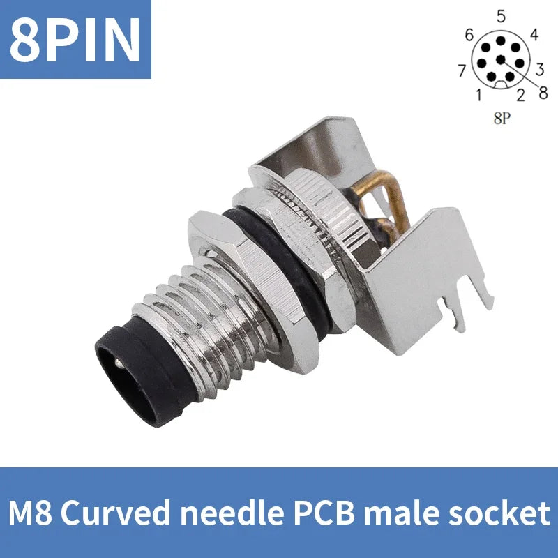 5/10 PCS M8 Straight/Curved Pin Aviation Plug Sensor PCB Bonding Plate Male and Female Socket Waterproof Connector 3/4/5/6/8P