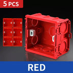 Type 86 Recessed Electrical Wall Back Box – Switch & Socket Mounting Box with Wire Slots, White/Blue, 5pcs