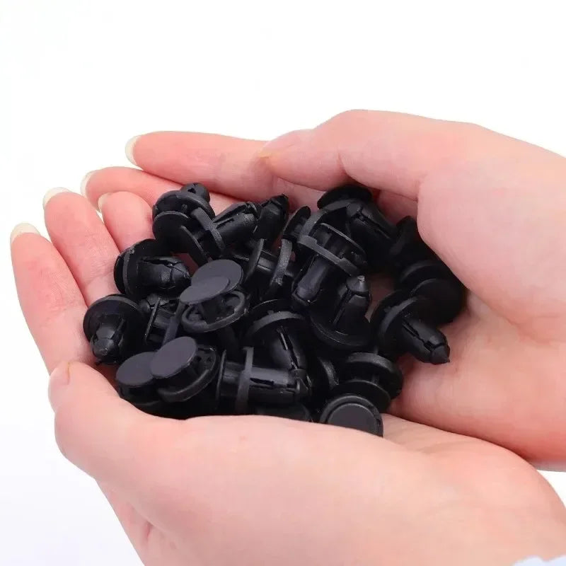 Car Bumper Door Panel Fender Liner Clips Retainer 8mm Auto Fasteners Rivets Clips Diameter Black Vehicle Accessories 20-100pcs