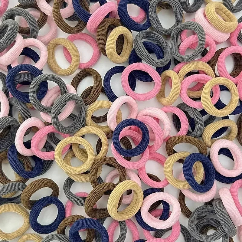 100/300PCS Colorful Basic Nylon Ealstic Hair Ties for Girls Children Ponytail Hold Scrunchie Rubber Band Kids Basic Hair Amagi