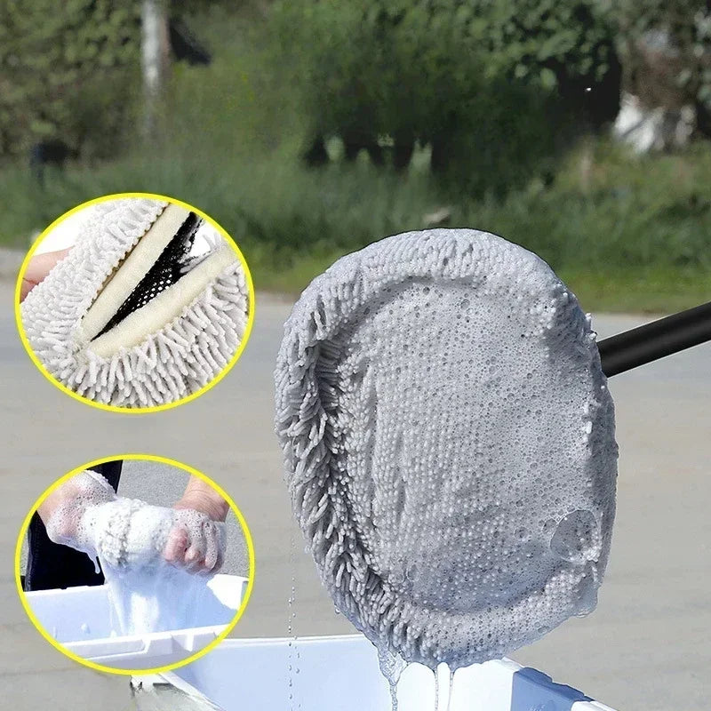 Car Cleaning Brush Mop Kit Wash Brush Chenille Microfiber Car Wash Brush Telescopic Long Handle Cleaning Mop Car Cleaning Amagi