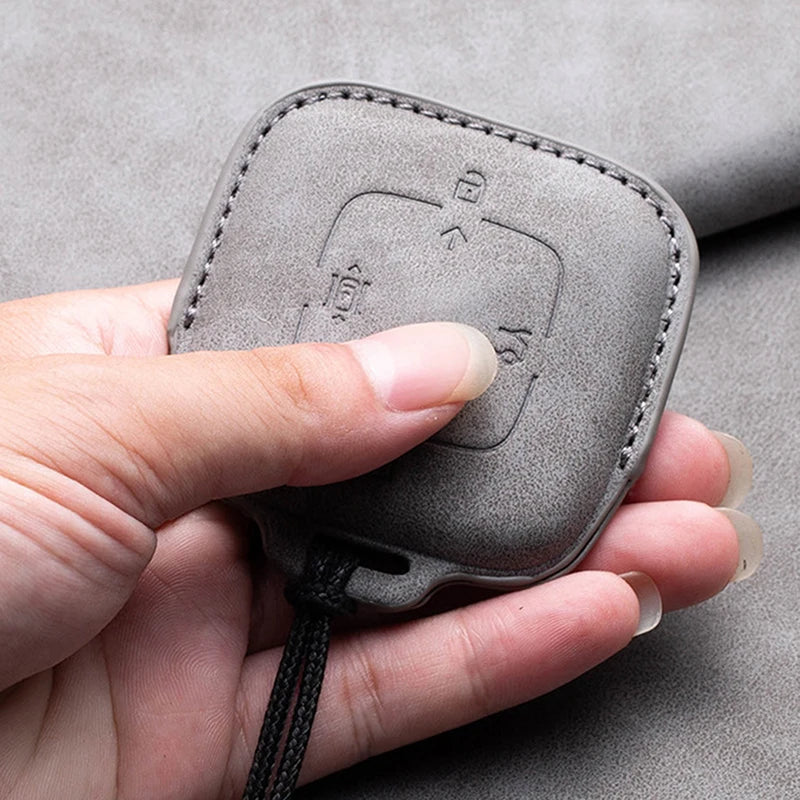 New Leather 4 Buttons Car Remote Key Case Cover for Zeekr 001 X 2021 2022 2023 for ZEEKR 001 009 Full Protector Fob Keychain