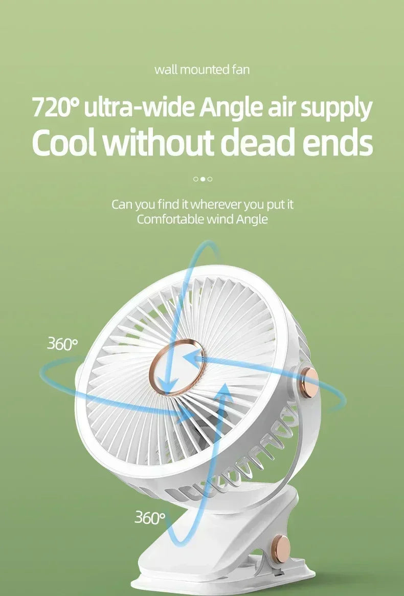 Car Rechargeable Desktop 2000mAh Portable Outdoor Home Fan Air Cycle Device Wireless Ceiling Mounted WithLED Light Clip on Amagi