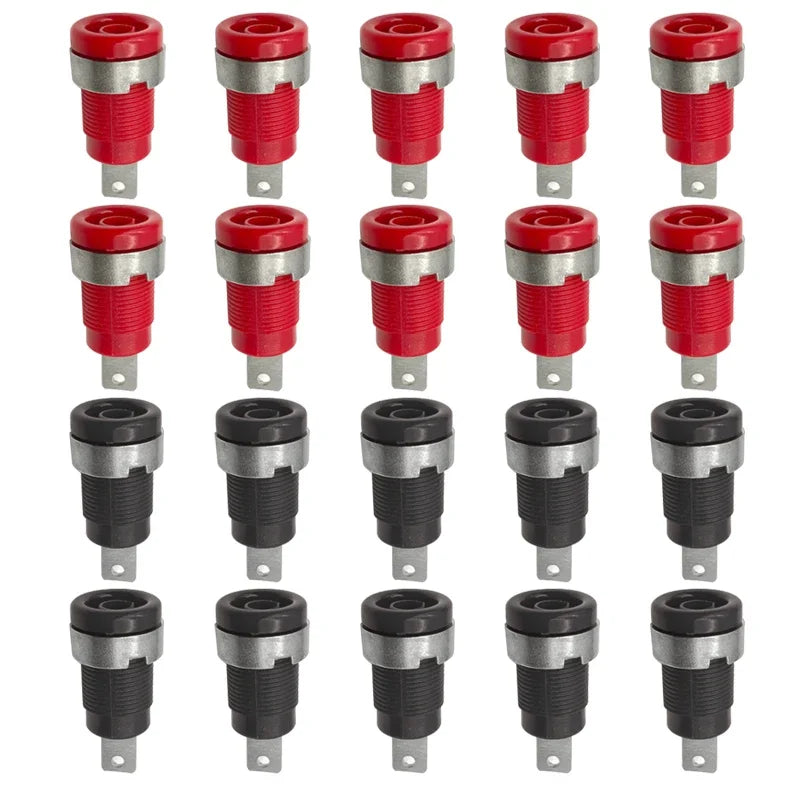 20PCS 4mm Banana Socket 32A Panel Mount Female Connectors, Insulated Safety Binding Post Jacks, 5 Colors for DIY Projects
