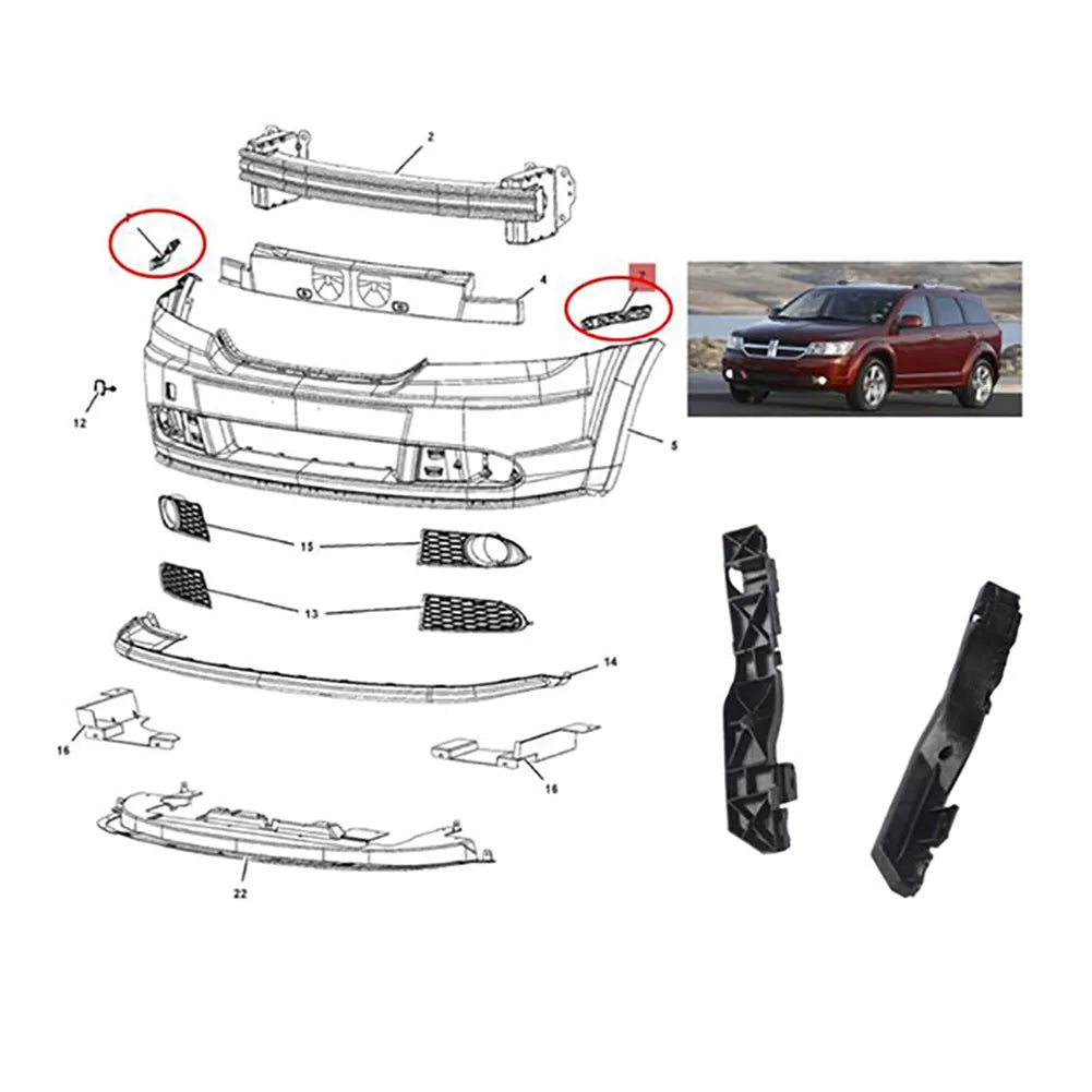 2Pcs Car Front Left Right Bumper Cover Bar Support Bracket RH+LH Front Bumper Support Bracket For Dodge Journey 2009-2017