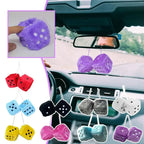 2pcs Fuzzy Plush Dice With Dots Square Hot Stamping Dot Dice Hanging Mirror Cube Pendant Car Ornament Sieve Anime Car Amagi