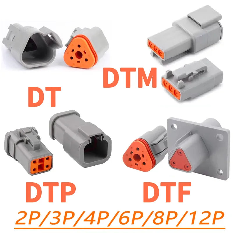 Deutsch DT/DTM/DTP/DTF Series Waterproof Connector 2-12Pin | Flange Mount for Automotive & Industrial Wiring Harness