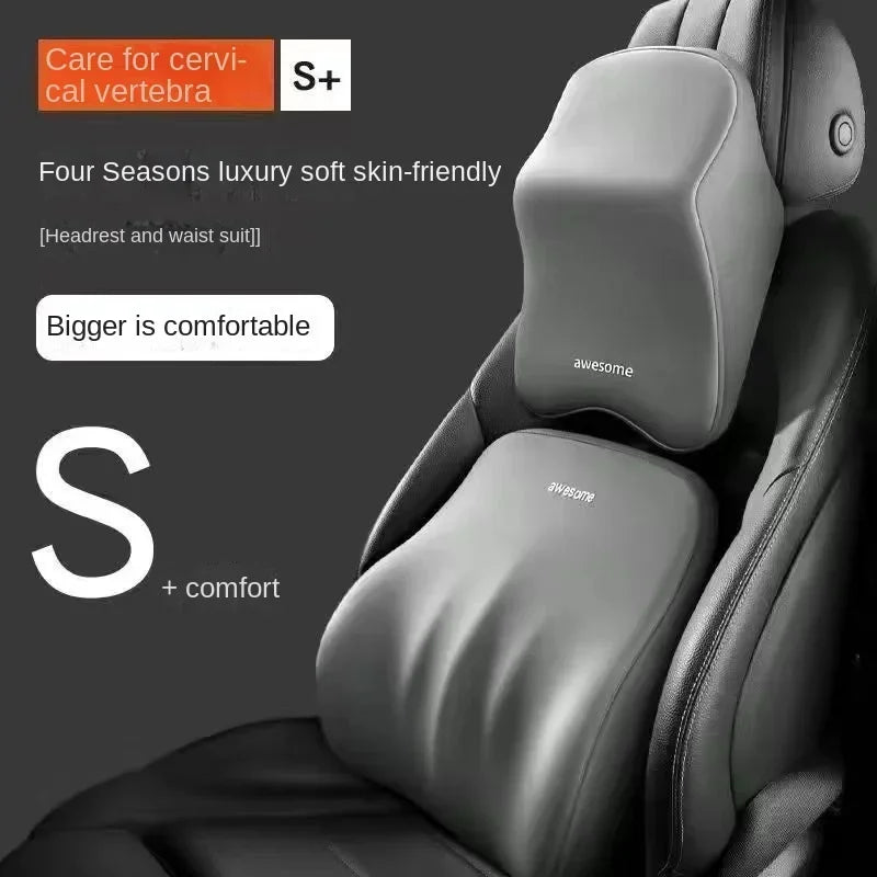 Car Lumbar Back Support Memory Foam Headrest Neck Lumbar Pillow Universal Soft Neck Pillows Seat Cushion Car Interior Accessorie