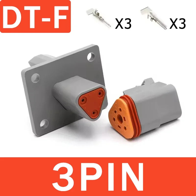 Deutsch DT Series IP68 Waterproof Connector with Fixed Flange Plug DT04-2P/12P for Auto/Truck/Bus Wiring 22-16AWG