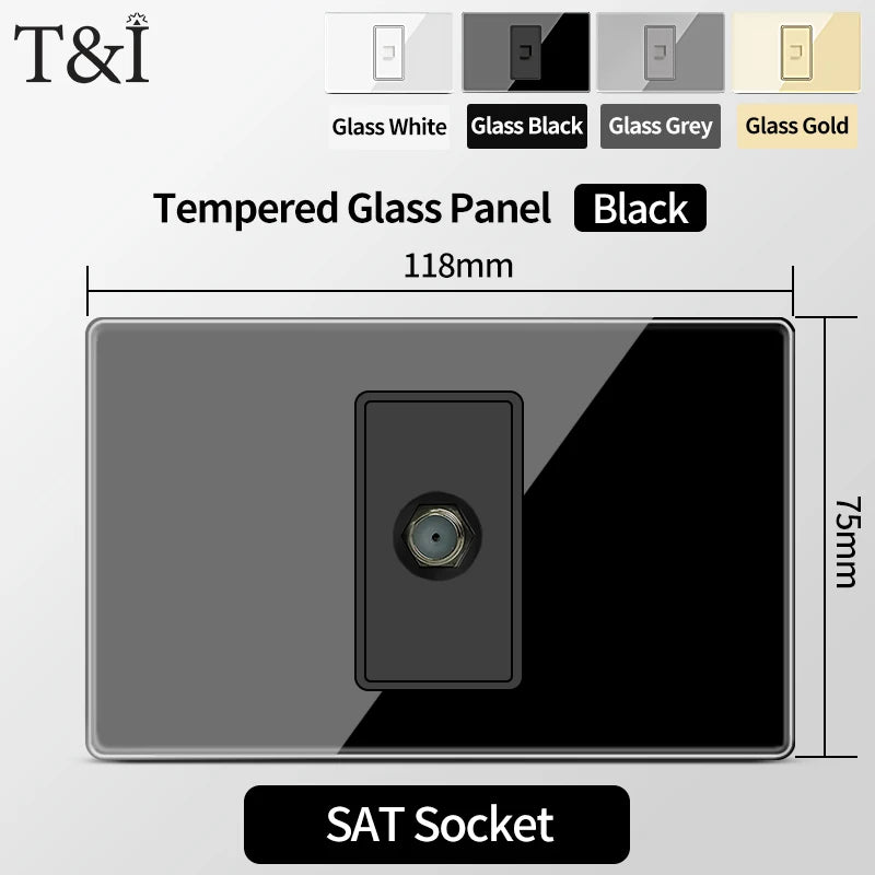 Brazil Standard Wall Socket (Type N) with Type‑C USB, 3‑Gang Wall Switch, Tempered Glass Panel, Stable Power for Home/Office