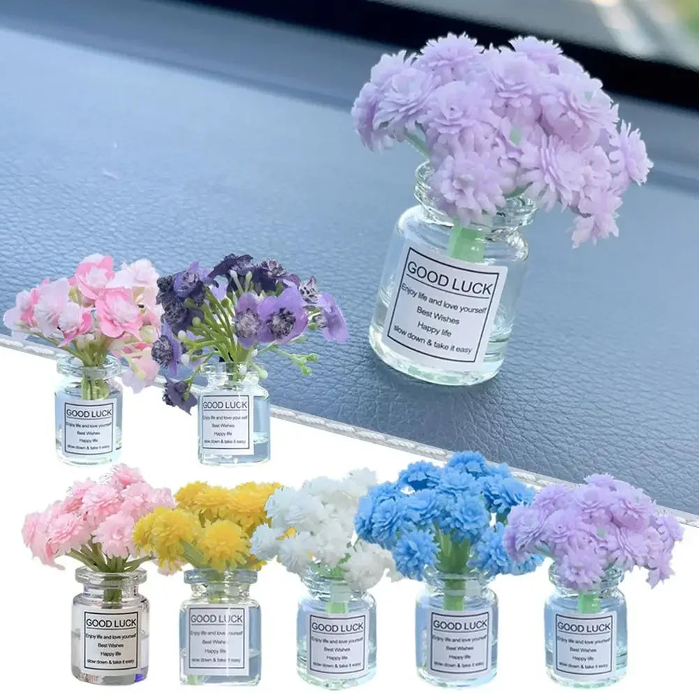 Car Interior Decoration Auto Dashboard Gadgets Ornament Cute Simulation Flowers Vase Sakura Gypsophila For Girl Woman Amagi