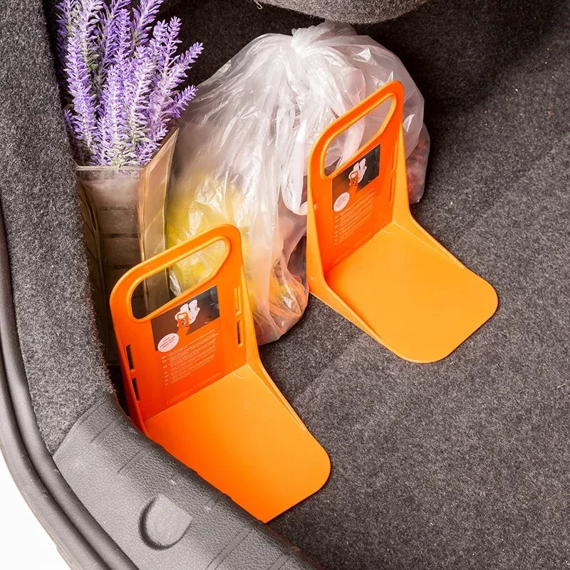 2pc Car Back Auto Trunk Fixed Rack Holder Stand Shake-proof Organizer Fence Storage Adjustable Distance Storage Box Fixer Amagi