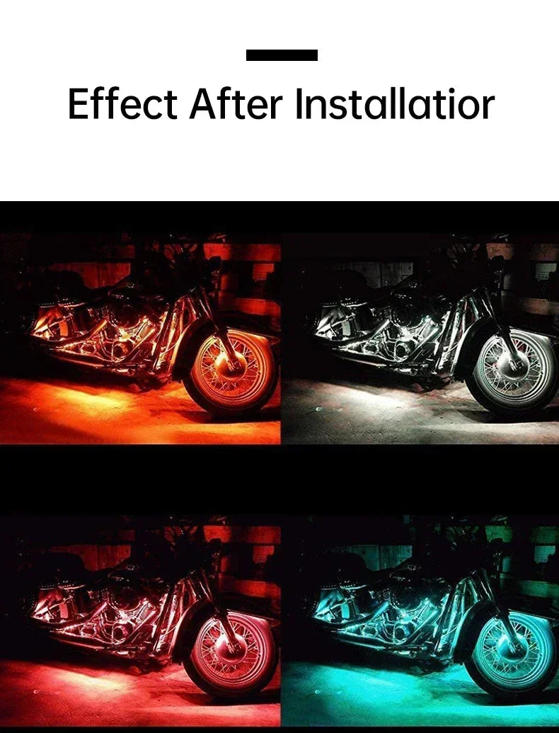 Motorcycle Atmosphere Underglow Lights LED Kits App Remote Control RGB Waterproof For Yamaha BMW Harley Suzuki E-bike Amagi